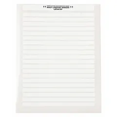 White polyester wraparound label measuring 3/8 in x 3 19/32 in. Designed for permanent wire and cable identification on 16 AWG to 10 AWG wire gauges. Resists abrasion and chemicals for durable marking in industrial control panels, electrical cabinets, and data centers.