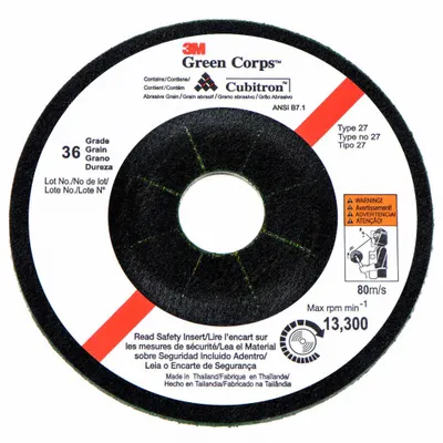 3M Depressed Center Grinding Wheel: Type 27, 4 1/2" x 1/8" x 5/8"-11, Ceramic - Cool-Cutting Grinding Wheels for Carbon & Stainless Steel