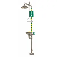 HAWS Shower with Eyewash: Floor Mnt, Uncovered, Stainless Steel Bowl, Stainless Steel Pipe (MPN 8330)
