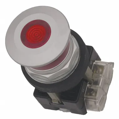 EATON Mushroom Head Push Button: Illuminated, Mushroom Head Profile, Metallic - Illuminated Mushroom-Head Push Buttons