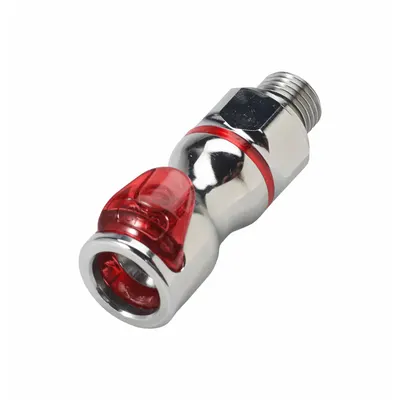 CPC Quick Connection Coupling: Straight, 1/4 in Pipe Size, Warm Red, Quick Disconnect/Threaded - Chrome-Plated Brass Quick-Disconnect Tube Fittings