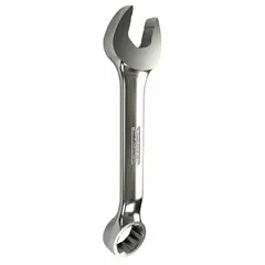 Alloy steel construction with chrome finish. 12-point offset design for access in confined spaces. Head size 1/4 in, overall length 3 1/4 in. Suitable for tightening or loosening fasteners in maintenance and assembly tasks.