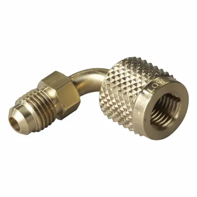YELLOW JACKET Quick Coupler: 8 1/4 in Lg, 90° Angle - Manifold Hose Adapters, Couplers & Unions