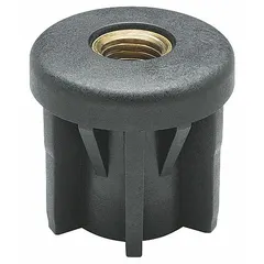 Nylon tube end leveling mount without feet, with M12 thread and 1,120 lb capacity. Designed for leveling and stabilizing tubular structures in industrial equipment, conveyors, and workstations. The nylon body resists corrosion and wear, providing a non-marring support for light-to-medium duty applications.