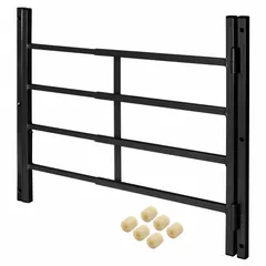This hinged window security bar set is constructed from carbon steel with a black finish. It features 4 horizontal bars and is designed for inside mounting, fitting window widths from 15 3/4 in to 22 in with a height of 21 1/4 in. The hinged design allows the bars to swing open for emergency egress or cleaning access.