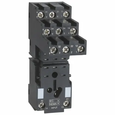 SCHNEIDER Relay Socket: 10 A Rating, DIN-Rail & Surface Socket Mounting, 11 Pins - DIN-Rail Mounted Sockets