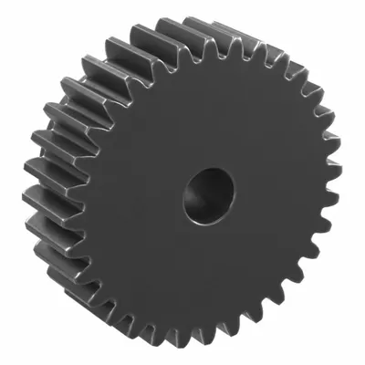 KHK GEARS Spur Gear: Module m 2, 32 Teeth, 12 mm Bore Dia, Black Oxide Coated Carbon Steel - Metric Spur Gears with Standard Hub
