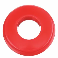 Red polyurethane gladhand seal with a durometer of 70A-72A and thickness of 0.37 inches. Full face design for use in pneumatic air brake connections between trucks and trailers. Supplied in a 25-pack. Does not include screen or dust flap.