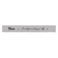 Bi-metal band saw blade from the Independence II series, designed for cutting nickel alloys, stainless steel, and tool steel. The 5/7 variable tooth configuration reduces vibration and improves chip clearance for industrial cutting applications.