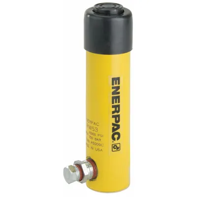 ENERPAC Hydraulic Ram: 5 ton Nominal Capacity, 3 in Nominal Stroke Lg, 6.5 in Retracted Ht - Solid Plunger Workholding Rams