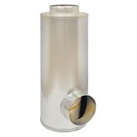 Round engine air filter with 9 25/32 in outside diameter at bottom. Designed to remove airborne contaminants from intake air for Farr vehicles and equipment. Helps protect engines from wear in demanding industrial and automotive applications