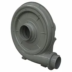 Direct-drive turbo blower for high-volume air movement. Output power 0.5 hp, voltage 120/240V AC, flange connection. Suitable for industrial ventilation, drying, cooling, and pneumatic conveying systems.