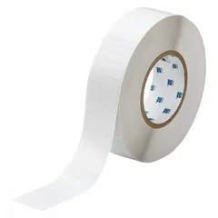 This precut label roll from Brady consists of polyimide labels with permanent adhesive, each measuring 1 45/64 in x 1/4 in. Designed for use with the BBP12 printer series, it is suited for industrial labeling applications requiring heat-resistant and durable identification, such as on circuit boards, components, and equipment.