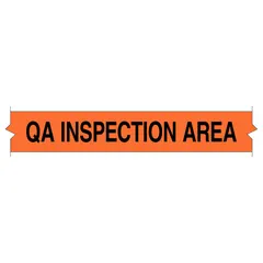 Polyester floor marking tape with black 'QA INSPECTION AREA' legend on orange background. 2 in width, 100 ft length, 8 mil thickness. Used to designate inspection zones in industrial facilities.