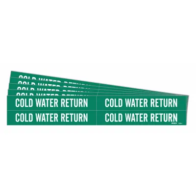BRADY Cold Water Return Adhesive Pipe Marker - Cold Water Return Adhesive Pipe Markers