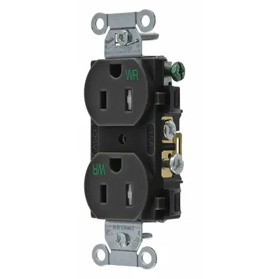 BRYANT Receptacle: Duplex, 5-15, Black, 125V AC, 15 A, 2 Pole / 3 Wire (MPN CBRS15BLKWRTR) - General Purpose Receptacles