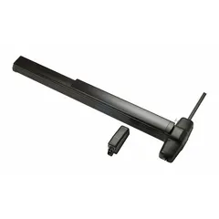This surface vertical rod push bar from VON DUPRIN is constructed of brass and designed for doors up to 3 ft wide. It features a touchbar for egress actuation and is configured as a surface vertical rod exit device, suitable for use in commercial and industrial facilities requiring code-compliant emergency exits.