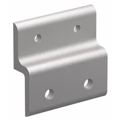 This anodized silver aluminum panel retainer is designed for use with FAZTEK 15 Series structural framing systems. It features four mounting holes for securing panels in applications such as machine guarding, workstations, and enclosures. Fasteners are not included.