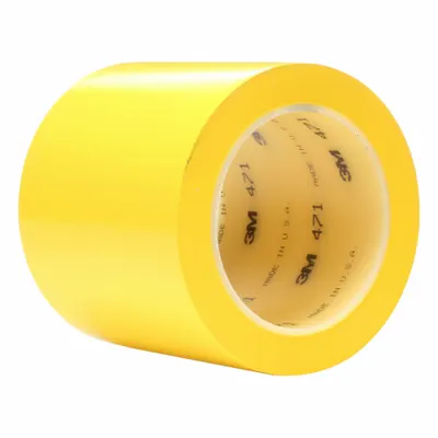 3M Floor Marking Tape: Gen Purpose, Solid, Yellow, 4 in x 108 ft, 4.1 mil Tape Thick - General Purpose Floor Marking Tape