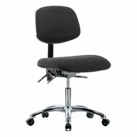 ESD Chair: Fabric, Armless, Ht Range 19 in to 24 in, 18 1/2 in Seat Wd, 17 in Seat Dp, 5 Casters (MPN BR-ESD-FDHCH-CR-T1-A0-EC-ESDBLK)