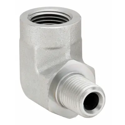 PARKER Metal Pipe Elbow: 1/4 in x 1/2 in, Male NPT Threaded x Female NPT Threaded - Threaded High-Pressure Pipe Fittings