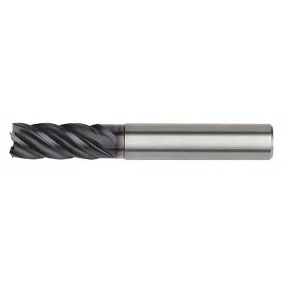 WIDIA HANITA Corner Radius End Mill: Carbide, AlTiN Coated, 5 Flute, 16 mm Mill Dia - Reduced-Neck Fast-Cutting Carbide Corner-Radius End Mills for Stainless Steel & Super Alloys