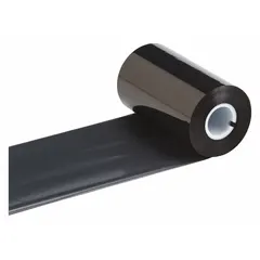 Black resin ribbon for industrial label printing, compatible with i7100 printer series. Scratch-resistant and RoHS compliant. Used for asset tracking, cable marking, and safety identification labels.