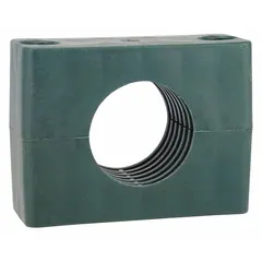 Replacement insert for Beta Clamps, consisting of a ribbed steel clamp with a polypropylene cushion. Designed to secure and cushion a single hydraulic or pneumatic line in industrial piping systems, reducing vibration and wear.