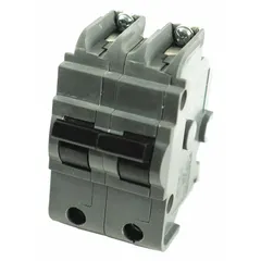 This 2-pole bolt-on miniature circuit breaker is rated 100 A at 120/240V AC with a 10 kA interrupting capacity. It has a 2-inch width and is designed for overcurrent protection in commercial electrical distribution systems.