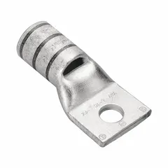 Standard-type copper compression lug for terminating 6 AWG stranded copper wire onto a #10 stud. One-hole mounting design for secure, low-resistance connections in power distribution and control equipment.