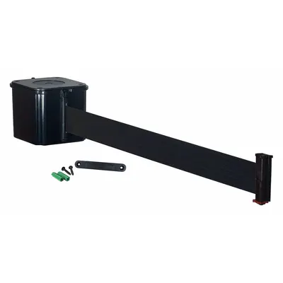 RETRACTA-BELT Wall-Mount Retractable Belt Barrier, 20 ft, Black - Wall-Mount Retractable Belt Barriers