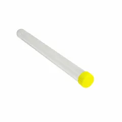 Polystyrene Test Tube with Cap, 21 mL, Round Bottom, Natural, Yellow Closure