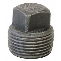 This steel plug is a medium-pressure threaded pipe fitting with 1-inch NPT threads, rated for a maximum operating pressure of 285 psi. It is used to seal the end of a pipe in industrial piping systems for steam, water, gas, or oil lines