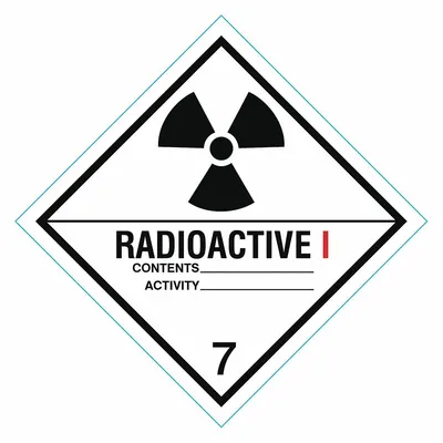 STRANCO Container Label: Radioactive I, 4 in x 4 in, 4 in Label Ht, 4 in Label Wd - Class 7: Radioactive