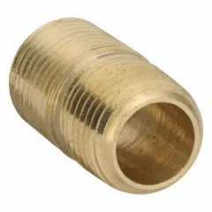 Brass pipe nipple with 1/8 in nominal pipe size and 3/4 in overall length. Male NPT threads on both ends. Rated for maximum operating pressure of 1000 psi and maximum steam pressure of 1000 psi. Used in instrumentation systems for connecting male threaded ports in pneumatic, hydraulic, and steam applications.