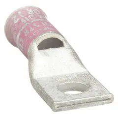 One-hole compression lug for terminating 1/0 AWG stranded copper wire to a 5/16 in stud. Standard type for use in electrical power distribution, equipment grounding, and panel building applications.