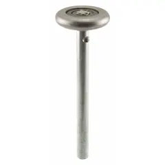 This surface-mount garage door roller features a steel wheel with 1-7/8 in diameter and 7/16 in width. It is used to guide and support overhead doors along the track during opening and closing. Suitable for residential or light commercial applications requiring a single roller.