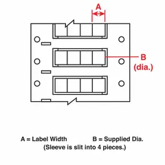 Polyolefin, white matte sleeve label roll for wire and cable identification. Each label measures 3/8 in x 1/2 in and fits 4 AWG to 12 AWG wire gauge. Compatible with i7100 printer series for on-demand printing in industrial electrical installations.