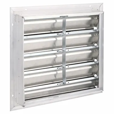 Dayton 23"H-W 5 1/4"L Aluminum Backdraft Damper: For 20 in Fan, Single Panel, 23 in H - Wall-Mount Backdraft Dampers