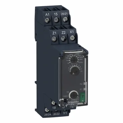 SCHNEIDER Time Delay Relay: DIN-Rail Mounted, 24V AC, 8 A, 6 Pins/Terminals - DIN-Rail Mounted Relays