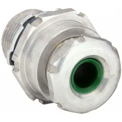 Enhanced Rating Cord Connector: Aluminum, 1/2 in MNPT, 0.26 in to 0.55 in, Silver (MPN TC050055). Key specifications — Box Connection: 1/2 in MNPT; Connection Orientation: Straight; Cord Dia. Range: 0.26 in to 0.55 in; Grommet Color Code: No Code; Hazardous Location Rating: Class I, Division 2, Groups A, B, C, D; IP Rating: IP66; Body Color: Silver; Body Material: Aluminum.