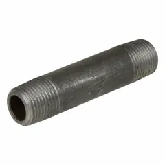 This Schedule 40 welded pipe nipple has a 1 in nominal pipe size and 6 in length, with Male BSPT x Male NPT connections. It is rated for a maximum operating pressure of 125 psi at 72°F. Commonly used to connect BSPT-threaded equipment to NPT-threaded piping in low-pressure fluid or air systems.