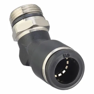 AIGNEP USA Push-to-Connect x Universal Thread Tube Fitting, 12 mm OD x 3/8 in - Nylon & Nickel-Plated Brass Tube Fittings