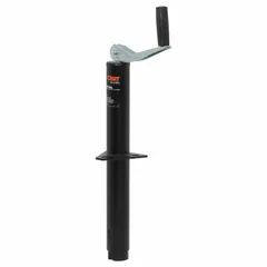Topwind A-frame trailer jack with a static load capacity of 5,000 lb and a maximum lift height of 24-1/2 in. Designed for mounting on A-frame trailers to lift and support the tongue during coupling, uncoupling, or storage.