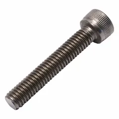 Metric standard socket head cap screw with M6x1.00 thread, 35 mm length, 6 mm head height, and 5 mm drive size. Made from Grade 2 titanium with plain finish. Used in assemblies requiring corrosion resistance and non-magnetic properties.