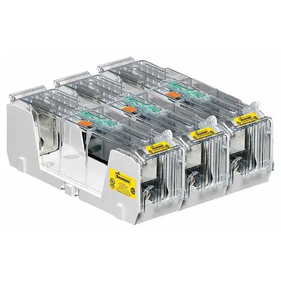 BUSSMANN Fuse Block: Open Block Design, 3 Pole, 600 V AC, Box Lug - Fuse Blocks for UL Class H & K Fuses