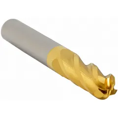 This general purpose carbide ball end mill features a titanium nitride (TiN) coating for reduced friction and extended tool life. With 4 flutes, a 5/32" mill diameter, 3/4" length of cut, and 2-1/2" overall length, it is suited for contouring, slotting, and profiling operations in mold and die work and general machining.