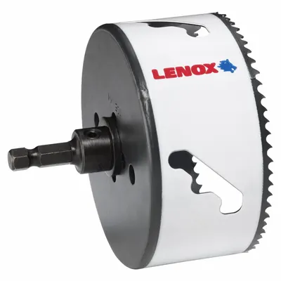 LENOX Hole Saw: 4 1/8 in Saw Dia., 4/5 Teeth per Inch, 1 7/8 in Max. Cutting Dp - Multi-Material-Cutting Hole Saws with Attached Arbor