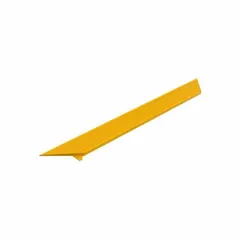 This ramp-edge component is a 6 in x 3 ft female edging piece made of yellow nitrile rubber with a ribbed surface. It is part of the M.D.-X Ramp System and integrates with the Cushion-Ease Interlocking Mat System to create a gradual transition between the mat and the floor, reducing trip hazards in areas where anti-fatigue mats are used.