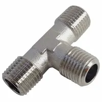 LEGRIS Metal Pipe Tee: Tee, 1/8 in x 1/8 in x 1/8 in, Nickel-Plated Brass, 870 psi, 1 29/64 in Lg (MPN 0927 00 10)